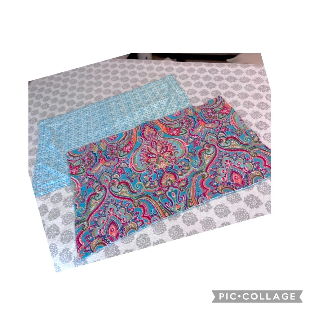 FLORAL COTTON QUILT SHAMS REVERSIBLE LARGE EUROPEAN 36” X 20”